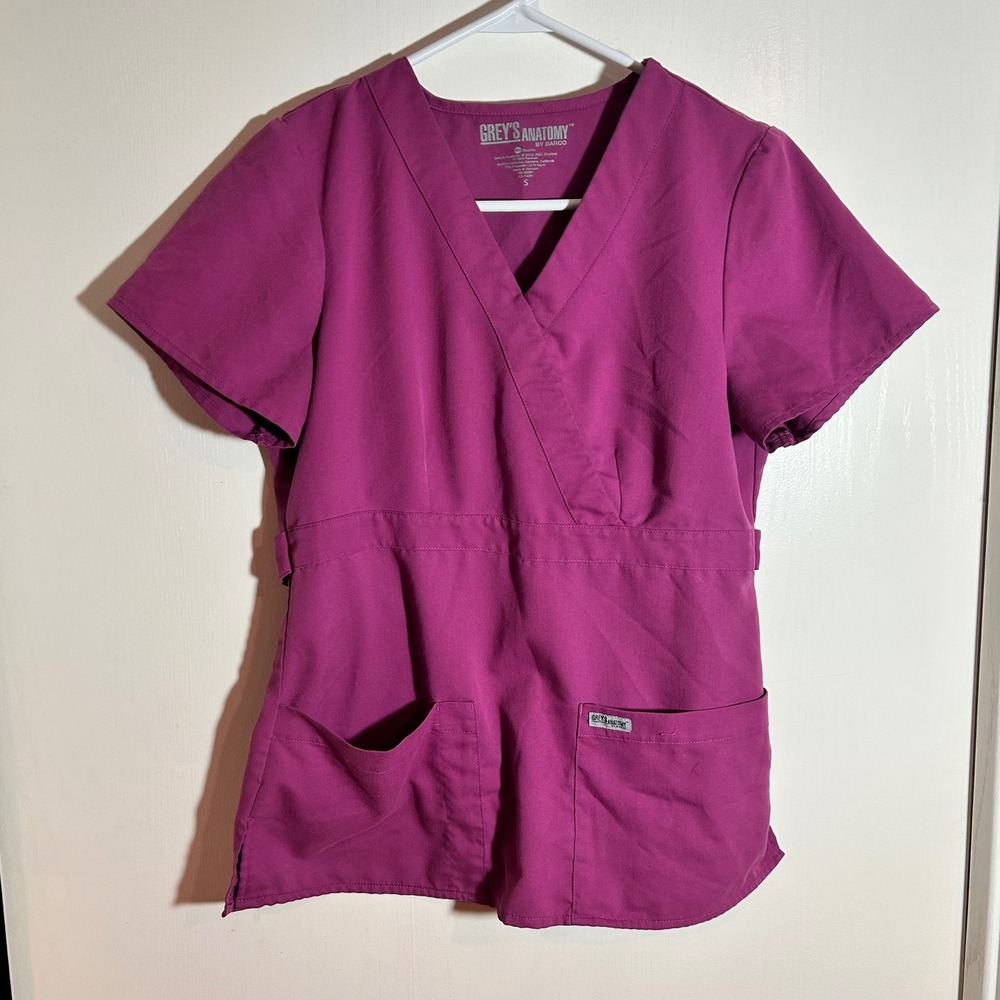 Grey's Anatomy by Barco Women's Scrub Top Size S Wrap Purple‎